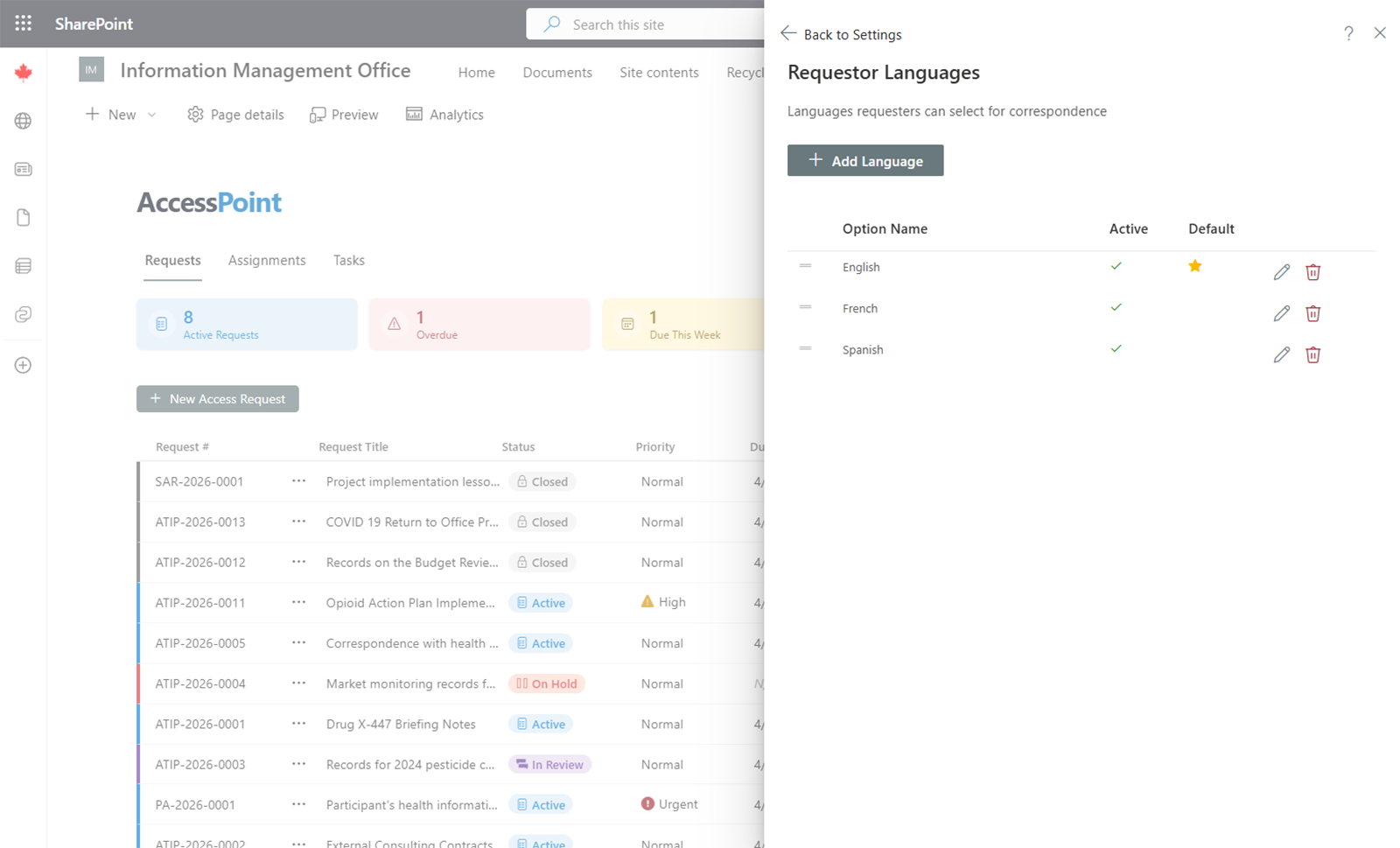 Requestor Languages