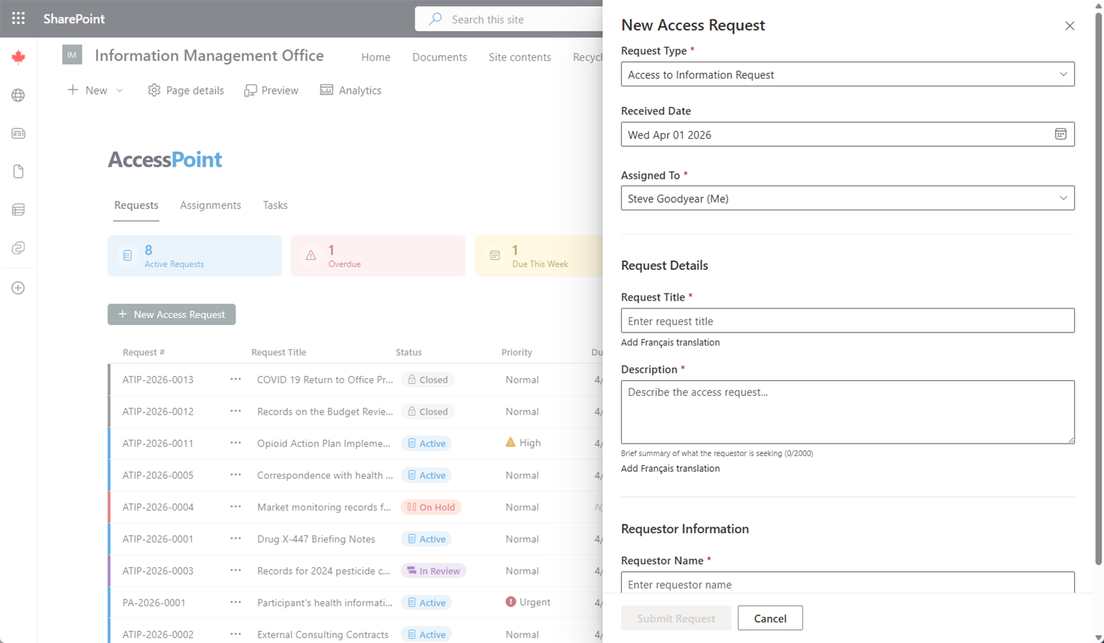 New request form