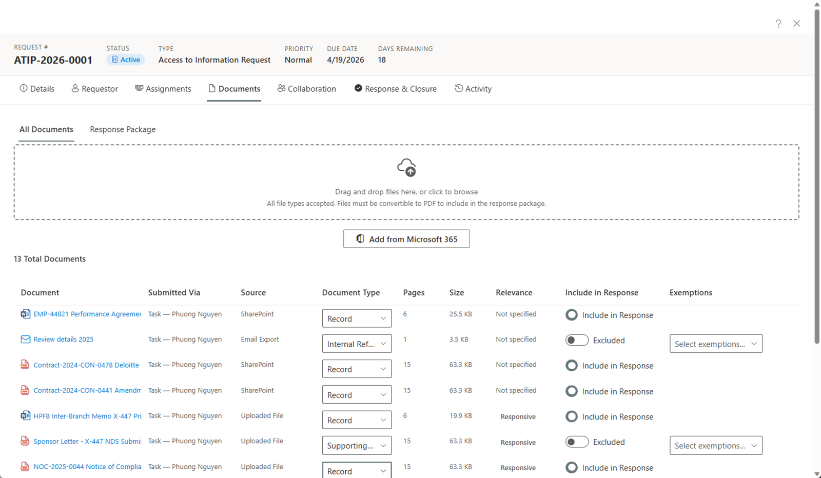 Documents tab